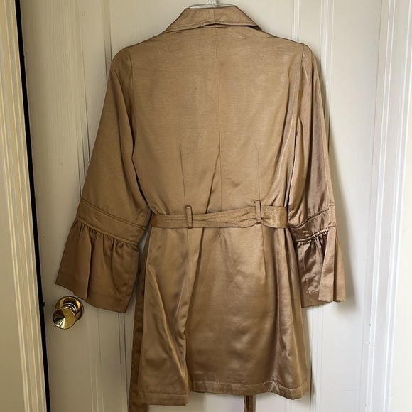 Gold Trench Coat Vintage Willi Smith Evening Prom Size M - Picture 8 of 9